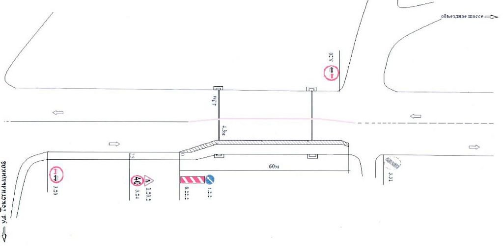 Временная схема ОДД на прямом участке дороги - Фрилансер Разработка ОДД razrabot